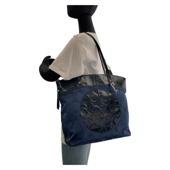 Coach Coach Signature Navy Silver Canvas Tote Bag Canvas Tote Bag - Picture 7 of 10